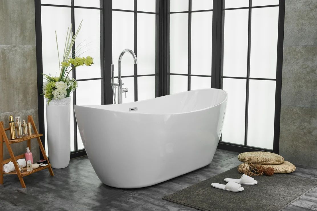 INES Freestanding Bathtub in Glossy White 72in