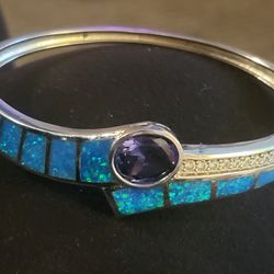 Gorgeous Fire Blue Opal Tanzinte Diamond Bracelet