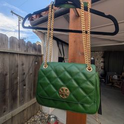 Tory Burch Green Leather Crossbody Bag