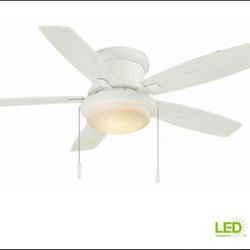 Hampton Bays "Roanoke" 48 in. LED Indoor/Outdoor Matte White Ceiling Fan - (Brand New)
