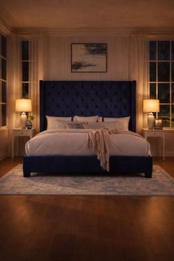 New blue queen bed frame