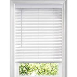 White Cordless Faux Wood Blinds for Windows with 2 in. Slats - 33.5 in. W x 36 in. L 