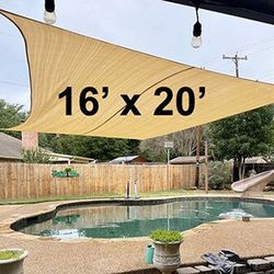 New in box $50 Rectangle 16x20’ XL Sun Shade Sail Outdoor Canopy Top Cover 185gsm 95% UV Block w/ Ropes