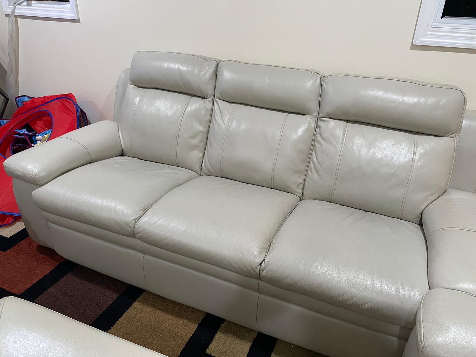 White leather couch set