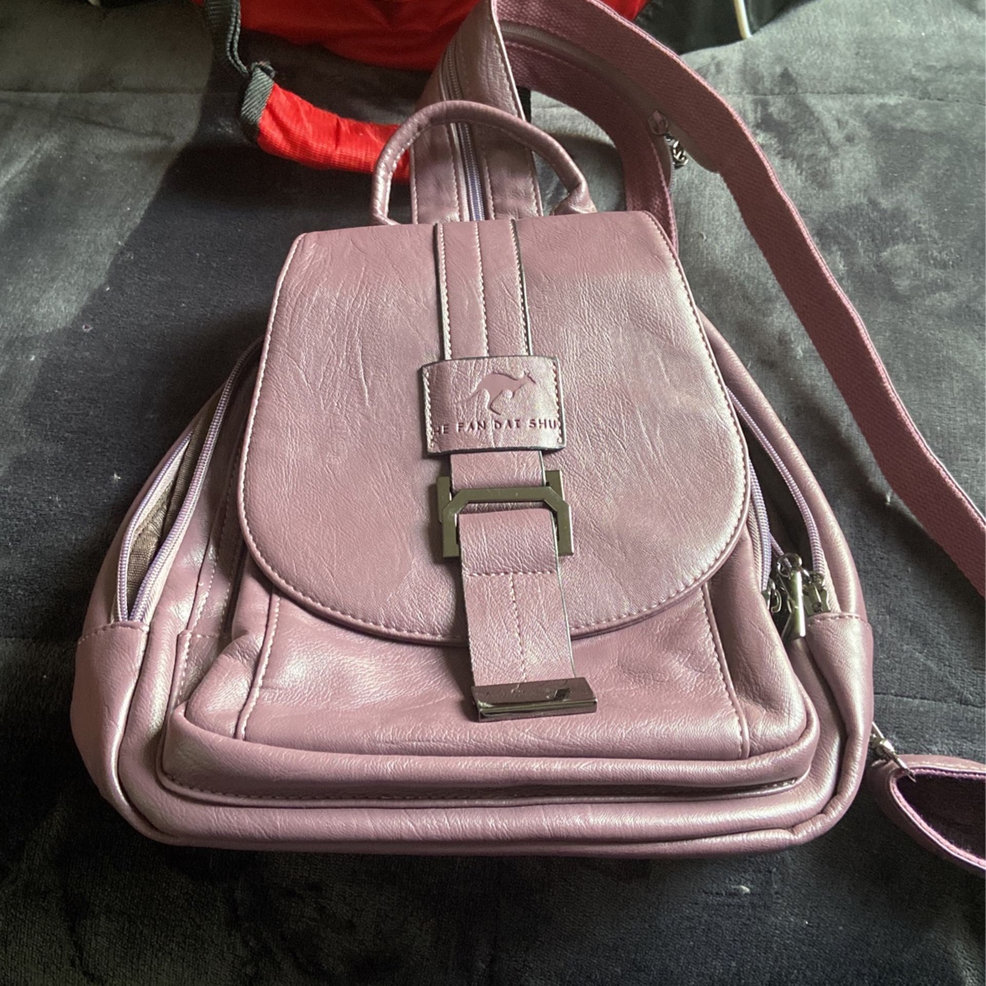 Purple Leather Backpack 