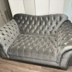 Gray Tufted Loveseat and Chaise Set