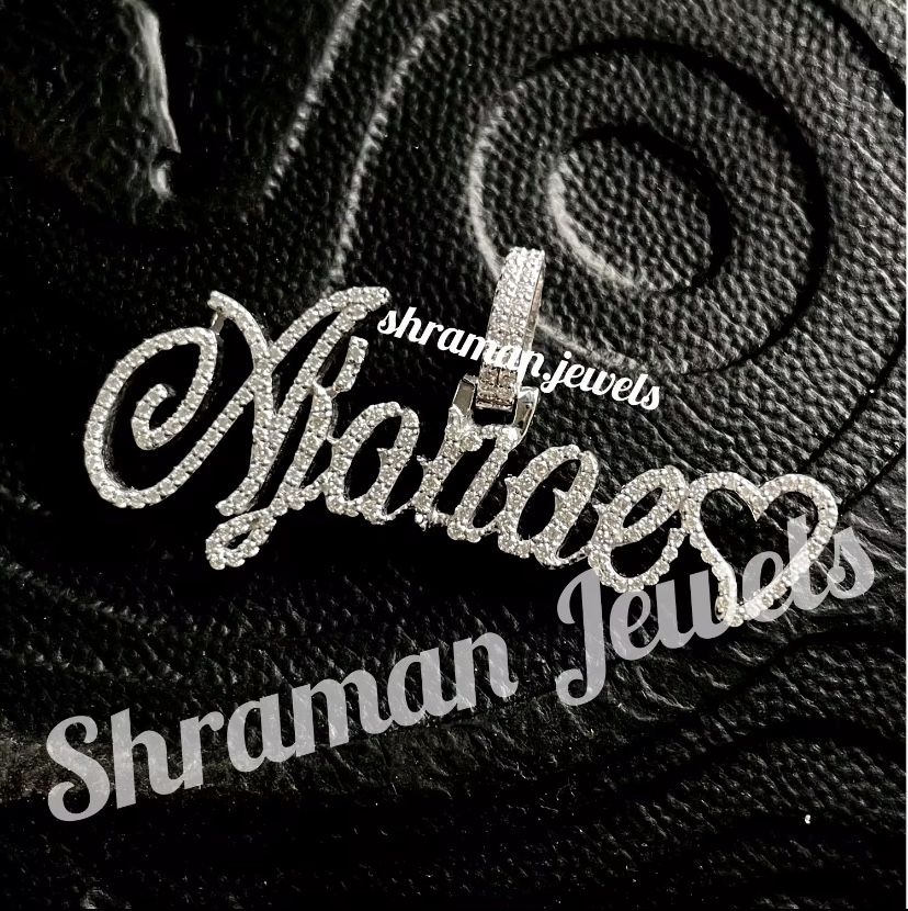 Solid 10kt White Gold Natural Diamond Customizable Pendant