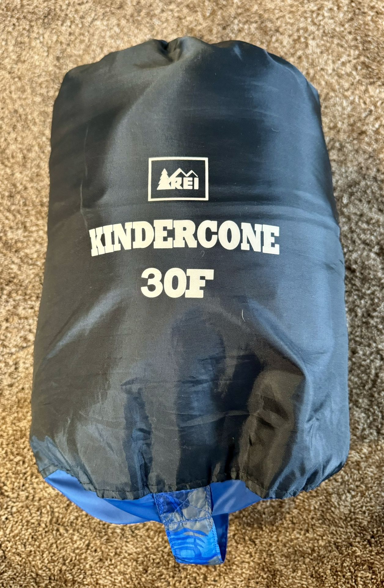 REI Co-Op Kindercone Mummy Sleeping Bag 30 F Kids Youth Blue Camping CLEAN