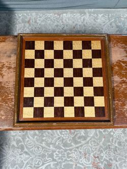 Vintage Faux Wood Chess Board Hollow Molded Carved Style 14.5