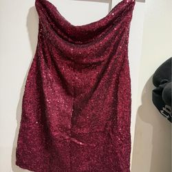 Red Sequin Mini Dress – Strapless / Party / Birthday Dress