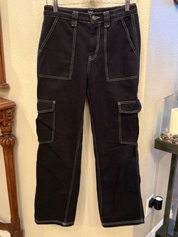 BDG Women Black Cargo Skate Jeans with White Stitching Size 29