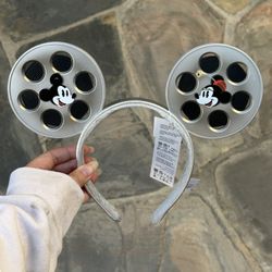 Disney Retro Silver Vintage Movie Film Reel Mickey Minnie Ears Headband new