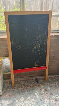 Kids Wooden Standing Chalkboard Easel