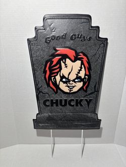 24 inch Good Guys Chucky Halloween Metal yard stake / Tombstone