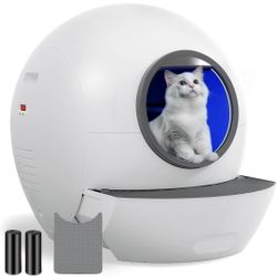 Automatic Cat Litter Box Self Cleaning for Multi Cats, 60L Smart Litter Box with Mat Safety Protection/Odor Removal 1-Year Machine W-arranty