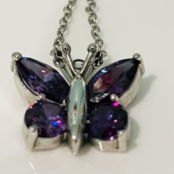 Amethyst Butterfly Necklace 