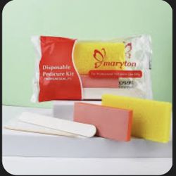 200 Pcs Disposable Pedicure Kit Pumice Sponge, Nail File, Buffer, Cuticle Pusher 
