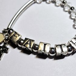 Silvertone Faith Charm Bracelet
