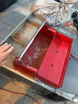 Red metal toolbox