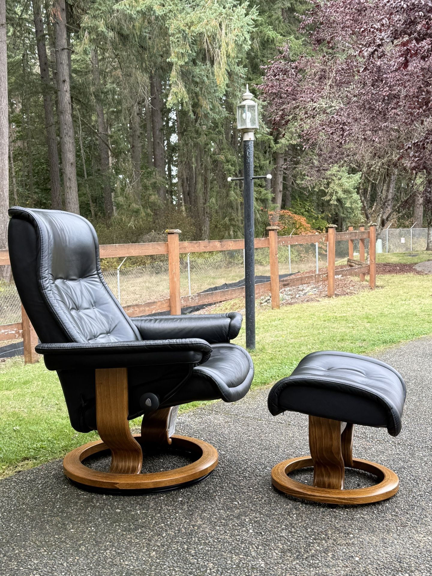 Ekornes Stressless Royal Large Leather Recliner and Ottoman