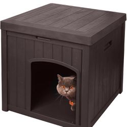 EHHLY Outdoor Cat House for Winter Waterproof, Outside Multiple Feral Cat Houses Weatherproof, Small Dogs House Outdoor, Resin Plastic, 220 lbs Top Ca