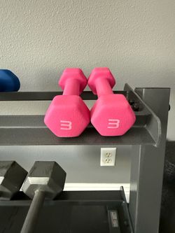 3 lb Pink Neoprene Hex Dumbbells Pair