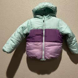 Toughskins Blue/Purple Girls Hooded Puffer Jacket Size 3T