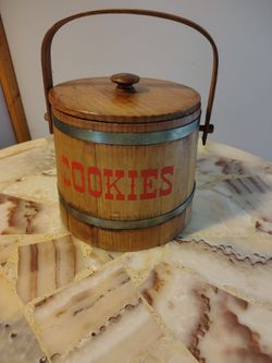 Vintage Wooden Cookie Jar Pail