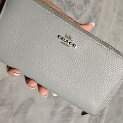 Coach leather zip around wallet, Powder Blue