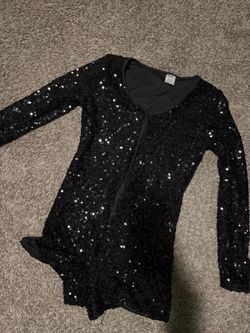 Black Sequin Long Sleeve Mini romper