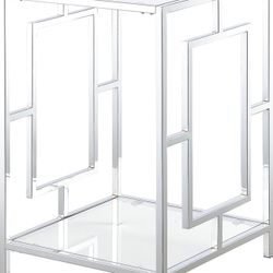  Side/End Table with Shelf, Glass/Chrome