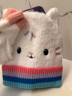 Kids Animal Face Beanie and Mittens Set