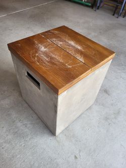 concrete box stool with wooden top