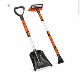 4 in 1 Snow Scraper for Car - 2.5 to 3.5 FT Height - Black Orange