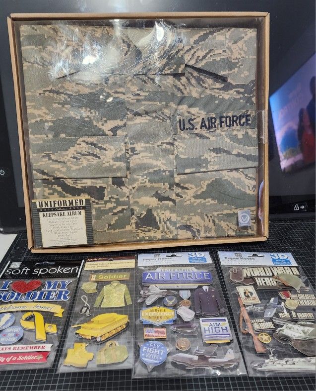 Air Force Uniformed Scrapbook Album + Stickers BNWOT