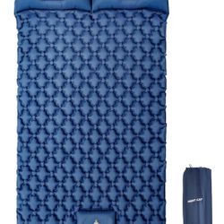 Night Cat Inflatable Double Sleeping Pad Mat Bed with Foot Pump and Double Pillow 
