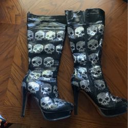 Halloween Sequin Skull Boots