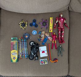 Mixed Toy Lot - Iron Man Figures, Crayola Twistables, Fidget Spinners, and More