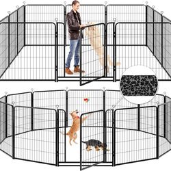 Dog Playpen Outdoor Extra Wide 12 Piece Panels Heavy Duty Anti-Rust Coating-Strengthened Dog Fence 40" Height with Doors Portable for RV Camping Yard,