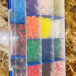 REDUCED Large Lot Of Colored Craft Rubber Bands & Case 