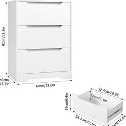 White HOSTXAXK Modern 3 Drawer Dresser