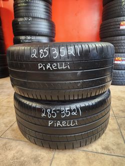 285 35R 21 PIRELLI P ZERO TIRE 2853521 USED TIRES (PAIR) MOUNT BALANCE INCLUDED
