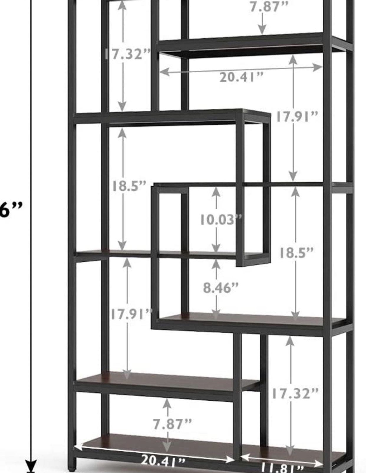 Tribe signs 8 Shelves Staggered Bookshelf