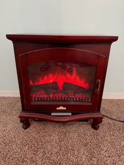 Electric Freestanding Fireplace Brown Wood