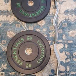 Curl Bar And Weights 