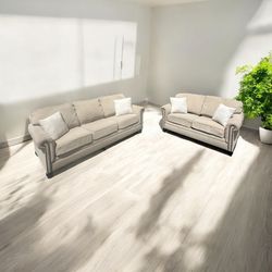 FREE DELIVERY! 🚚  Ashley Furniture Beige Sofa & Loveseat Set – Stylish & Comfy!