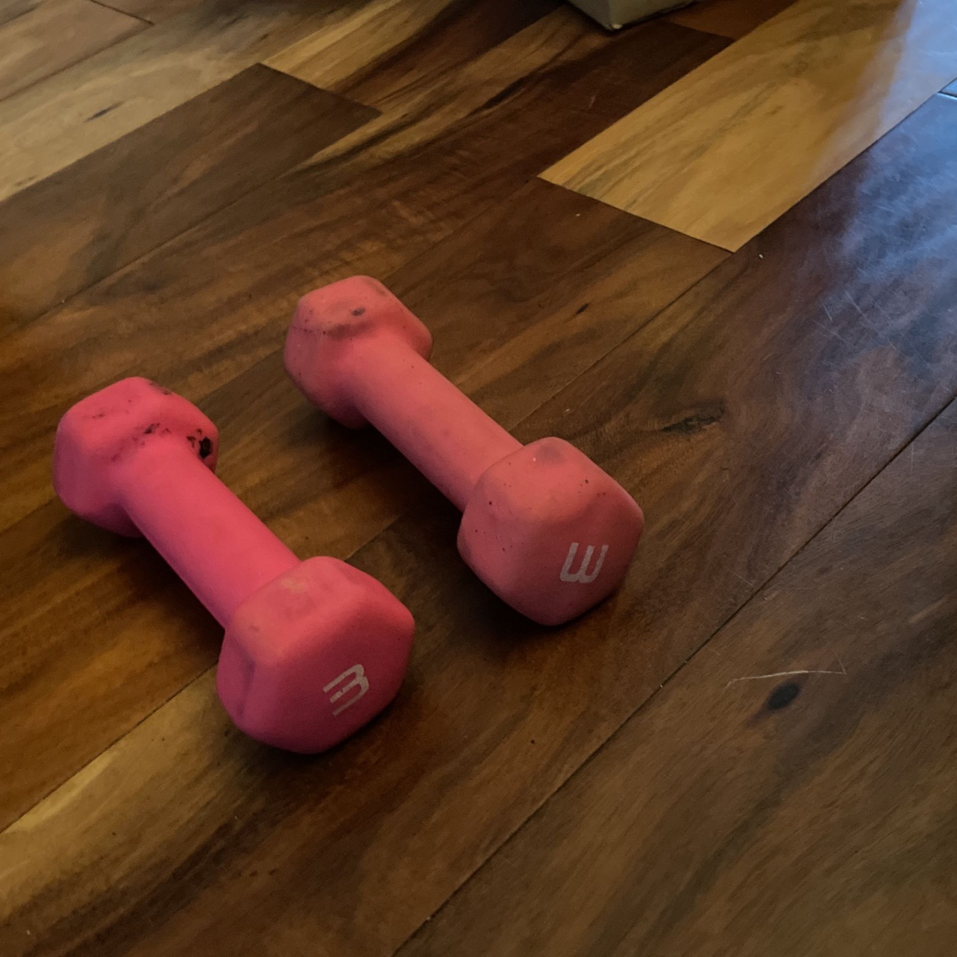 Orange Pink Dumbbell Weights 3 lb
