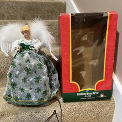 Santa’s workshop 15" Shamrock Irish Angel Tree Topper