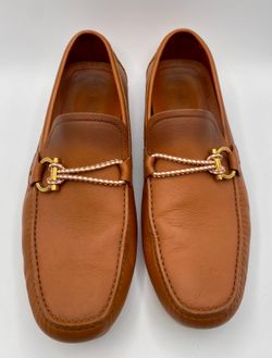 Salvatore Ferragamo Gancini Driver Loafers Cognac Leather 9.5 E