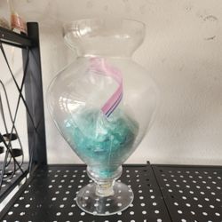 Glass Vase with Aqua Filler Rocks